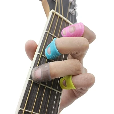 Image of 30 Pcs Silicone Guitar Fingertip Protectors 5 Sizes Anti Slip Finger Guards Protection Covers Caps Protectors(Random Color)