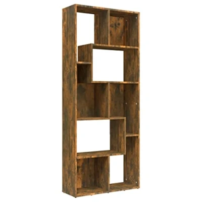 Image of vidaXL Smoked Oak Book Cabinet Modern 161cm Tall Freestanding Shelf with Ample Storage Versatile Engineered Wood for Living Room, Bedroom, Office