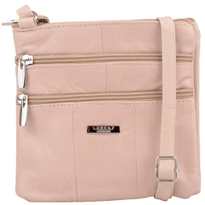 Image of Ladies/Womens Soft Nappa Leather Cross Body/Shoulder Bag Beige