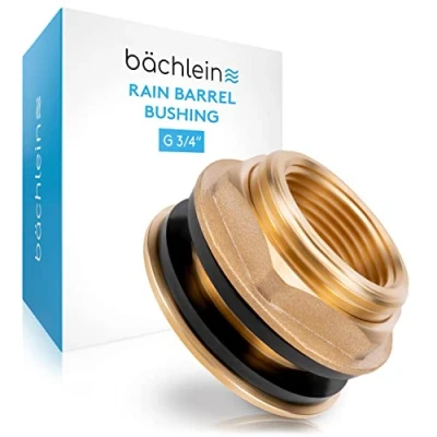 Image of Bächlein Universal Rain Barrel Bushing Brass Tank as Connection for Water Tap or Spigot including 2 Seals Screw with 3/4 Inch Internal Thread