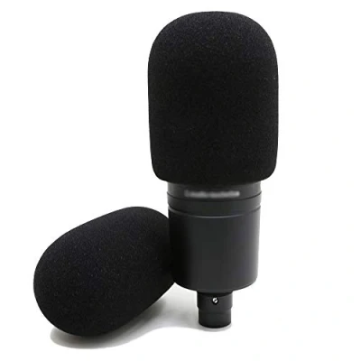 Image of YOUSHARES Audio Technica AT2020 Foam Mic Windscreen 2 Pack Large Size Microphone Cover Pop Filter for and Other Microphones (Black)