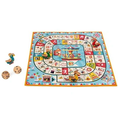 Image of Janod Carrousel Game of the Goose Family Wooden Figurines For children from Age 4, J02743, Blue