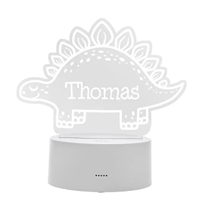 Image of Dinosaur LED Lamp. Personalised Night Light. Colour Changing. Kid&#039;s Light