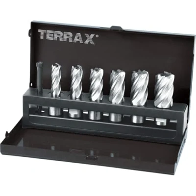 Image of TERRAX A108820 Juego brocas huecas vástago Weldon 19 mm de 7 piezas (6 + 1 guía expulsor)