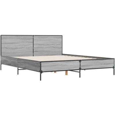 Image of vidaXL Bed Frame without Mattress Grey Sonoma 140x190 cm