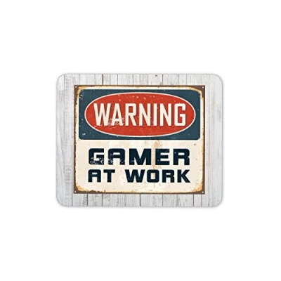 Image of Destination Vinyl Ltd Warning Gamer at Work Mouse Mat Pad Gaming Teenager Fun Gift PC Computer #4184