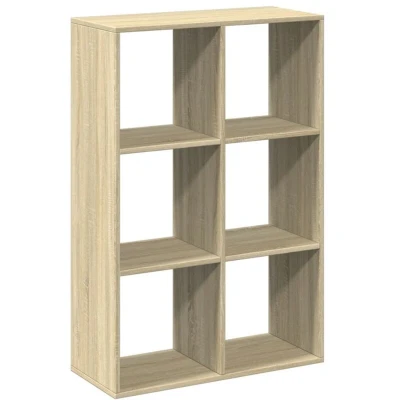 Image of vidaXL Room Divider Bookcase with 6 Compartments Sonoma Oak, Engineered Wood, 69.5x29x103.5 cm