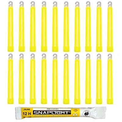 Image of Cyalume SnapLight Yellow Glow Sticks 6 Inch Industrial Grade, High Intensity Light with 12 Hour Duration (Pack of 20)