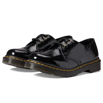 Image of Dr. Martens Women&#039;s 1461 Oxford, Black Distressed Patent, 4 UK