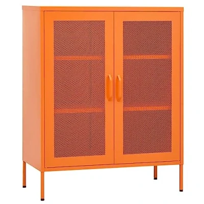 Image of vidaXL Storage Cabinet Home Living Room Furniture Accessories Modern Sideboard Cupboard Bookcase Display Book Orange Steel