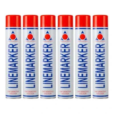 Image of Aerosol Solutions Line Marker, Grass and Road Spray Paint, Red, 750 ml (Pack of 6)