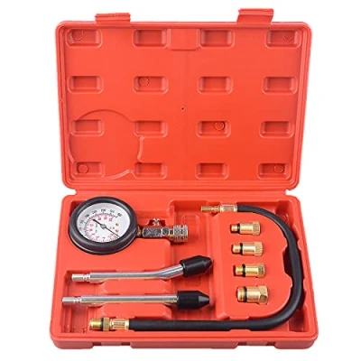 Image of Professional Petrol Engine Compression Tester Kit Set for Automotives and Motorcycles Red