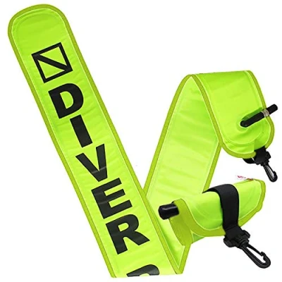 Image of Scuba Choice Diving 4&#039; Neon Yellow Surface Marker Signal Tube with Plastic Clip