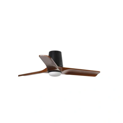 Image of Heywood Tub Small 3 Blade Ceiling Fan Matt Black, Walnut with Light 2700 4000 6000K Tuya Smart System