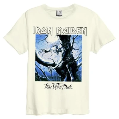 Image of Amplified Unisex Adult Fear Of The Dark Iron Maiden Vintage T Shirt (M) (White)