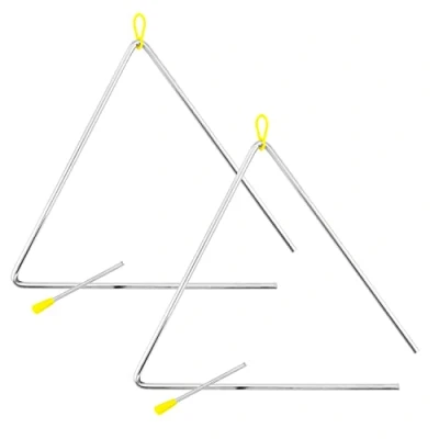 Image of TIGER TRI28 2 MT 12&quot; Samba Triangle Instruments Heavy duty Steel Triangles with Metal Strikers Ideal for School, Band or Home Use Pack of