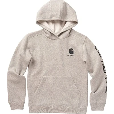 Image of Carhartt Boys&#039; Long Sleeve Hooded Sweatshirt, Grey Heather, 6