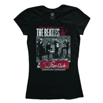 Image of The Beatles Women&#039;s Star Club T Shirt, Black, Size 10 (Size:Medium)