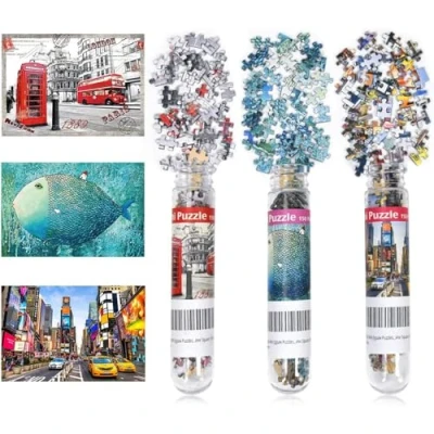 Image of LUUFAN 3 Pack Mini Jigsaw Puzzles 150 Pieces For Adults Small Puzzle 6 x 4 Inches Entertainment Toys Home Decor (London, Time Square, Fish and House)