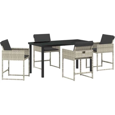 Image of vidaXL Garden Dining Set 5 pcs Light Grey Poly Rattan