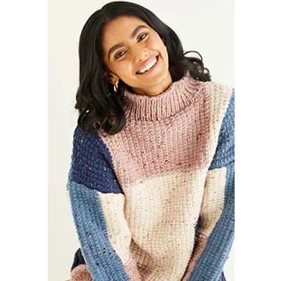 Image of Hayfield Bonus Chunky Tweed Knitting Pattern 10340 Sweater &amp; Scarf