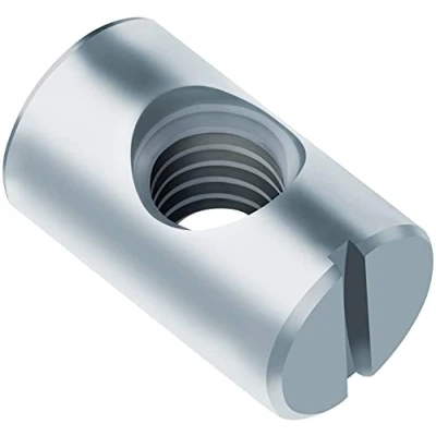 Image of Barrel Furniture Cross Dowel Slotted Nuts (Pack of 10) Hex Zinc Plated for the Assembly Funiture/Beds/Crib/Chairs/Cot Symmetric Dowels Nut Fasteners (10mm x 16mm)