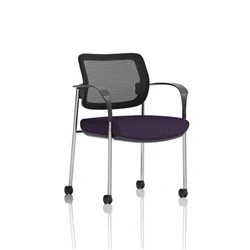 Image of Brunswick Deluxe Mesh Back Chrome Frame Seat Purple With Arms/Castors