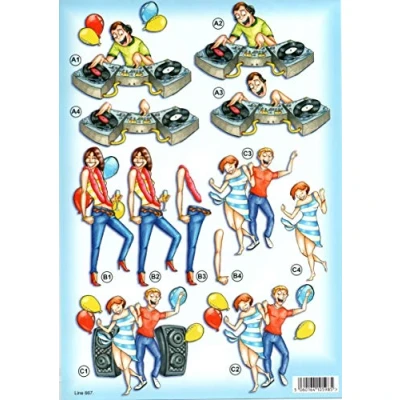 Image of Craft UK 3D Die Cut Decoupage Sheet Disco Party Line 667