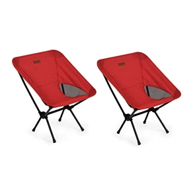 Image of Rainberg Ultra Lightweight Camping Chair, Folding Chairs for Adults, Foldable Garden Outdoor Picnic BBQ Chairs. (Pack of 2, Red)
