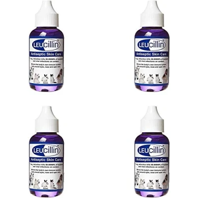 Image of Leucillin Antiseptic Skin Care Dropper 50ml x 4 Bottles for Dog Cat Bird Reptile Horse Pet
