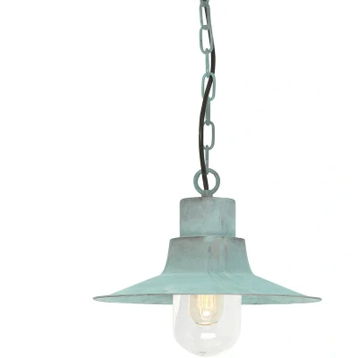 Image of Sheldon 1 Light Outdoor Ceiling Chain Lantern Verdigris IP44, E27