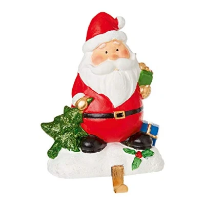 Image of Premier Christmas Fun Santa Stocking Hanger Holder Fireplace Mantle Hooks Decoration