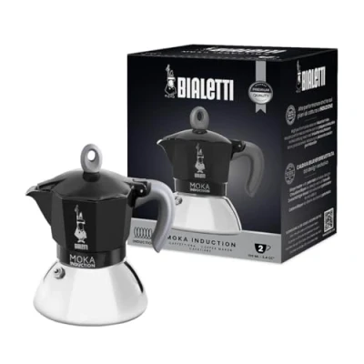 Image of Bialetti New Moka Induction Coffee Maker, 2 Cups, 90 milliliters, Aluminium, Black
