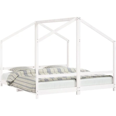 Image of vidaXL Kids Bed Frame White 2x(90x190) cm Solid Wood Pine