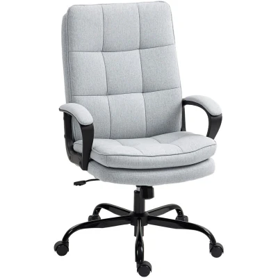 Image of HOMCOM Fabric Office Chair, Computer Desk Chair for Home, Light Grey