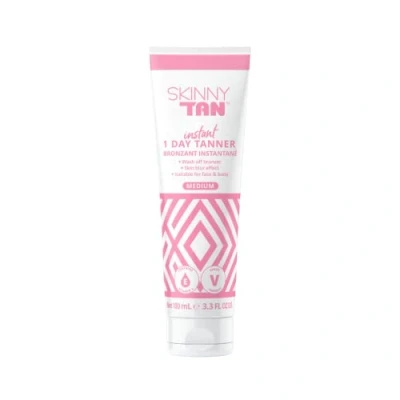 Image of Skinny Tan Instant 1 Day Tanner Face &amp; Body Wash Off Bronzer Natural Glow, Splash Resistant, Easy Bronzing Lotion 100ml