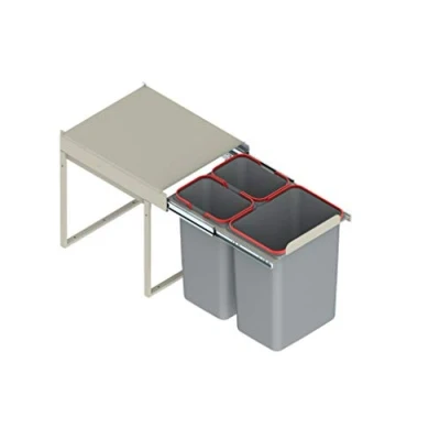 Image of REJS RECYCLE BIN PULL OUT KITCHEN WASTE W:400mm 1x20L + 2x10L(JC601)