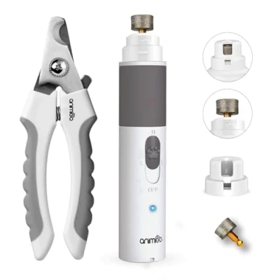 Image of animigo Dog Nail Grinders Low Noise,2 Speed Grinder with Pet Clippers &amp; Extra Diamond Head USB Rechargeable&amp;Portable File for All Types Ideal Small Medium Dogs Cats