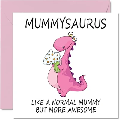 Image of Birthday Cards for Mummy Mummysaurus Card from Daughter Son, Happy Mummy, Mum Dinosaur 145mm x Mothers Day Greeting Mama Mammy Mom Mommy