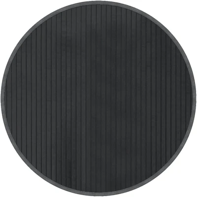 Image of vidaXL Bamboo Rug 60cm Round Grey Area Rug/Mat Modern, Easy Clean, Anti Slip for Living Room, Kitchen, Hallway