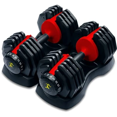 Image of Strongology Urban25 Pair Home Fitness Black Red Adjustable Smart Dumbbells from 2.5kg upto 25kg Training Weights