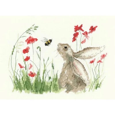 Image of Heritage Crafts Cross Stitch Kit Bee Lovely (Aida) Love Country Hare &amp;