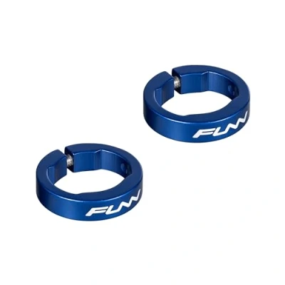 Image of Funn Alloy Bike Grip Clamping Rings for Hilt, Holeshot MTB Grips, Lock Securing Bicycle Handlebar Grips in Place (Blue)