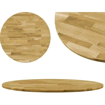 Image of vidaXL Solid Oak Wood Round Table Top Natural Brown, 700mm Diameter 23mm Thickness For Dining room, Kitchen Perfect Replacement tabletop Easy to Clean Ready Use