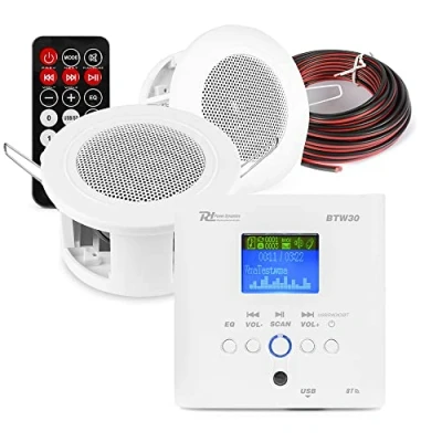 Image of Power Dynamics CSBA3L Compact Bluetooth Ceiling Speaker System with PD BTW30 Wall Amplifier