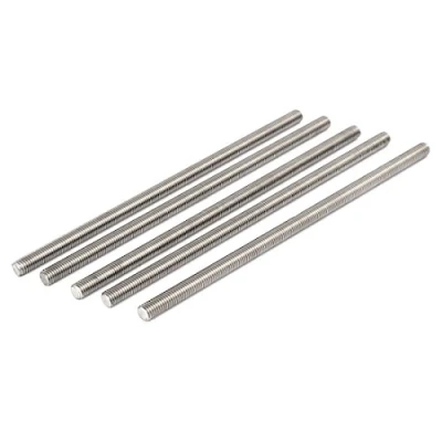 Image of Sourcingmap M8 x 200mm 304 Stainless Steel Fully Threaded Rods Fasteners Silver Tone 5 Pcs