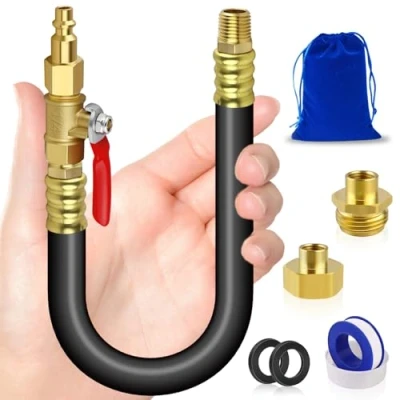Image of RV Winterizing Kit Sprinkler Blowout Adapter with Shut Off Valve 12 inch Hose Tool Air Compressor Male &amp; Female Quick Connect Blow Out Fitting Plug (12&#039;&#039; 1pcs)