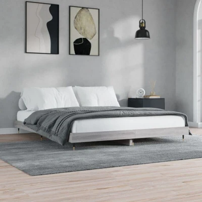 Image of vidaXL Bed Frame without Mattress Grey Sonoma 140x200 cm Engineered Wood