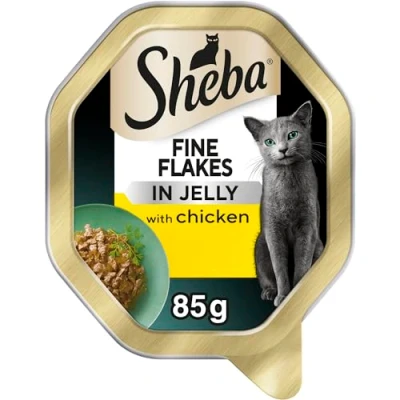 Image of Sheba Fine Flakes Cat Food Tray with Chicken in Jelly 2x11x85g