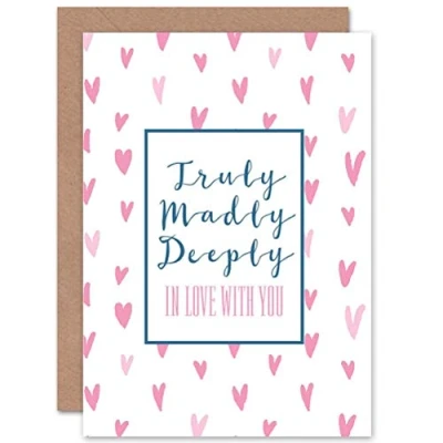 Image of Wee Blue Coo Personalised Valentines Love Truly Madly Deeply You Romance Greeting Card Anniversary For Him Husband Partner Valentine&#039;s Day